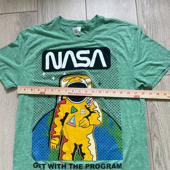 Threadfast Nasa Get with the Program Space T-Shirt Men's Medium Green Astronaut - Picture 5 of 6